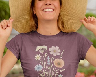 Wildflower Bouquet T-Shirt: Hand-Painted Botanical Design
