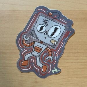 Space Robot Sticker, real kind. Decal, Laptop sticker, Water Bottle Sticker, Bumper Sticker, Vinyl Sticker, Robot, Space, Cartoon Sticker