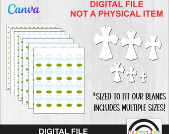 Scallop Edge Cross Earrings Canva Frame Template DIGITAL FILE for MDF Sublimation Blanks