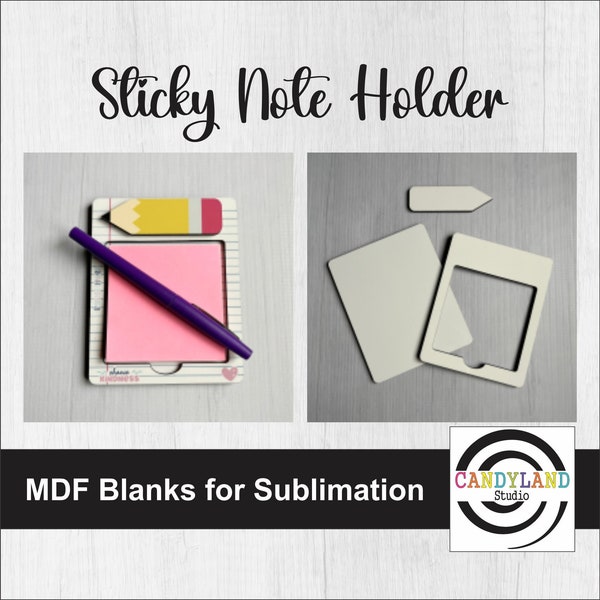 Pencil Sticky Note Holder | Self Adhesive MDF Sublimation Blanks | Desk Accessory | Christmas Office Teacher Appreciation Gift