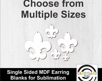 Fleur De Lis Earring Blanks | Single Sided MDF | Sublimation DIY Jewelry | Post Dangle