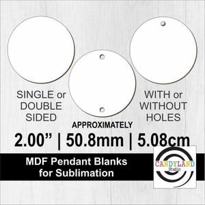 2.00&quot; | 5.08 cm | 50.8 mm Round Circle Necklace Pendant Lanyard | Single or Double Sided MDF Sublimation Jewelry Blanks