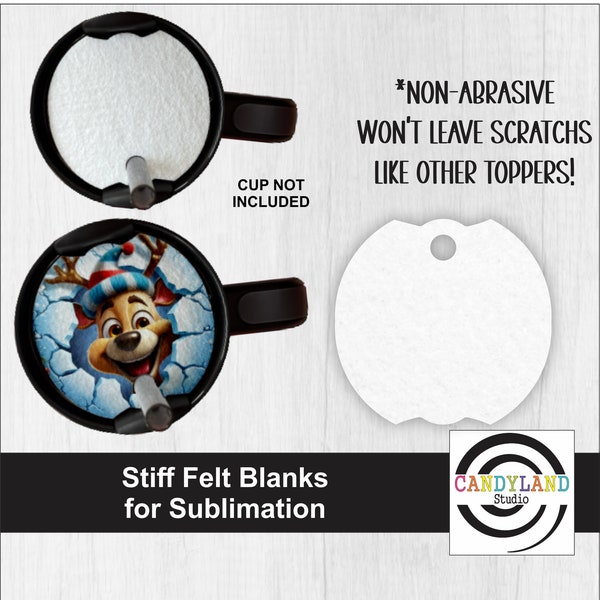 20oz 30oz 40oz Tumbler Name Tag Lid Topper - Full Cover Round Circle Sublimation Felt Blanks | 100% Polyester | Cup  Accessory