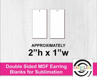 2x1 Rectangle Bar Sublimation Earring Blanks | Double Sided MDF | DIY Jewelry Dangle