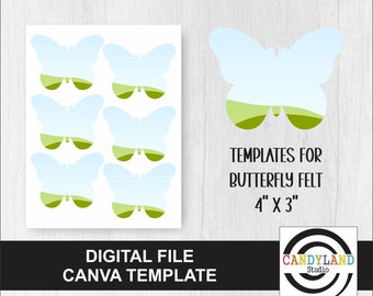 Butterfly Canva Template DIGITAL FILE for Sublimation Felt Blanks