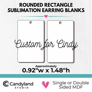 Custom for Cindy Rounded Rectangle Bar Sublimation Earring Blanks | Single or Double Sided MDF | DIY Jewelry Dangle