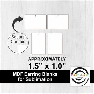 1.5" x 1" Rectangle Bar Sublimation Earring Blanks Vertical or Horizontal Square Corners | Single or Double Sided MDF | DIY Jewelry Dangle