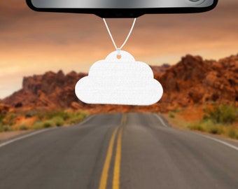 Cloud Shape 100% Polyester Sublimation Felt Blanks | Unscented DIY Air Fresheners | Fresh Linen Laundry | Car Freshener Car Charm