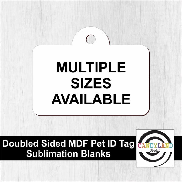 Set of 5 Rectangle Pet ID Tags | Double Sided MDF | DIY Sublimation Blanks Animal Dog Cat Collar Identification