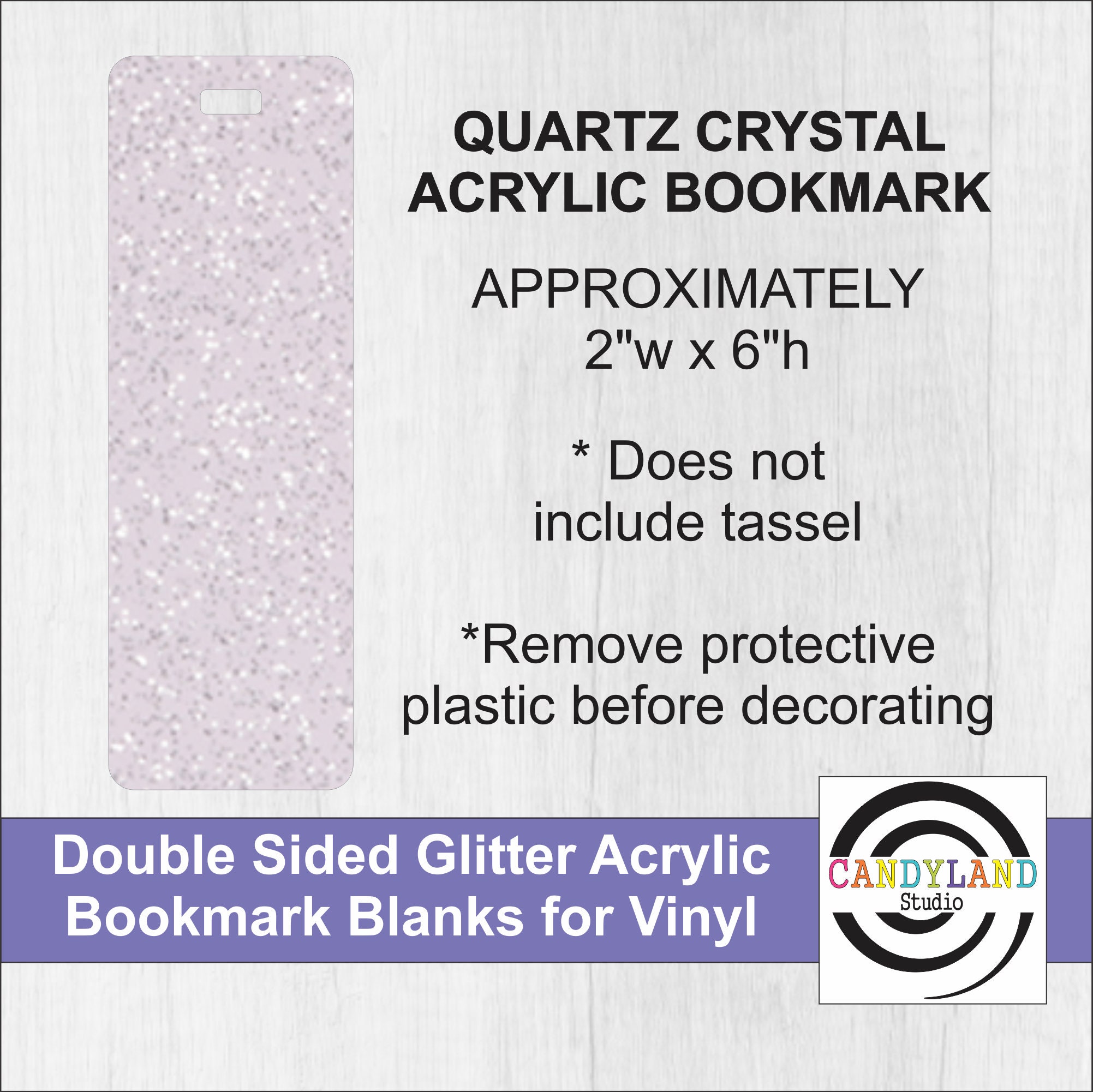 Crystal clear Quartz Glitter Acrylic Bookmark Blanks for Vinyl 2 X 6 