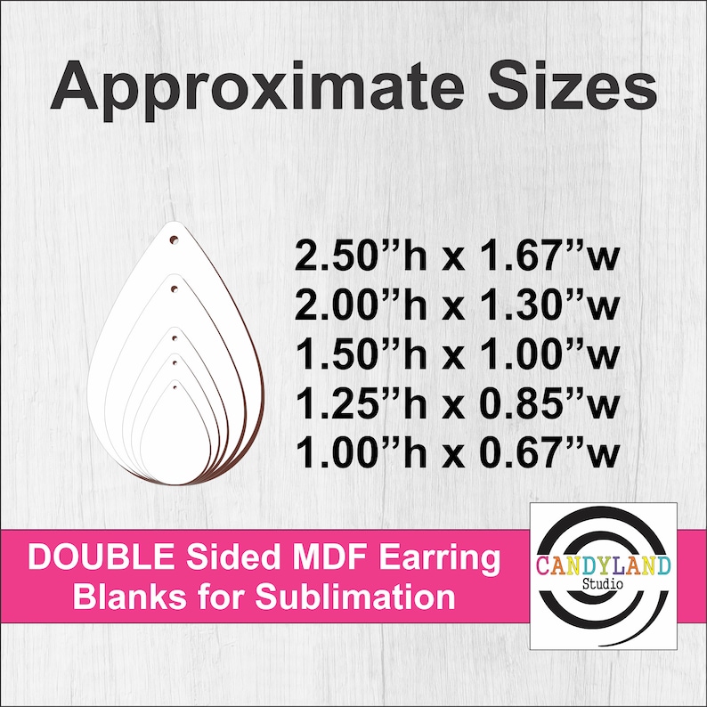 Teardrop Shape Earring Blanks Choose from Multiple Sizes DOUBLE Sided MDF Sublimation DIY Jewelry image 7