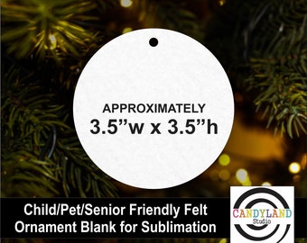 Circle Round Felt Ornament 100% Polyester Sublimation Blanks | Child Kid Senior Elderly Pet Friendly Christmas Tree Decoration Decor