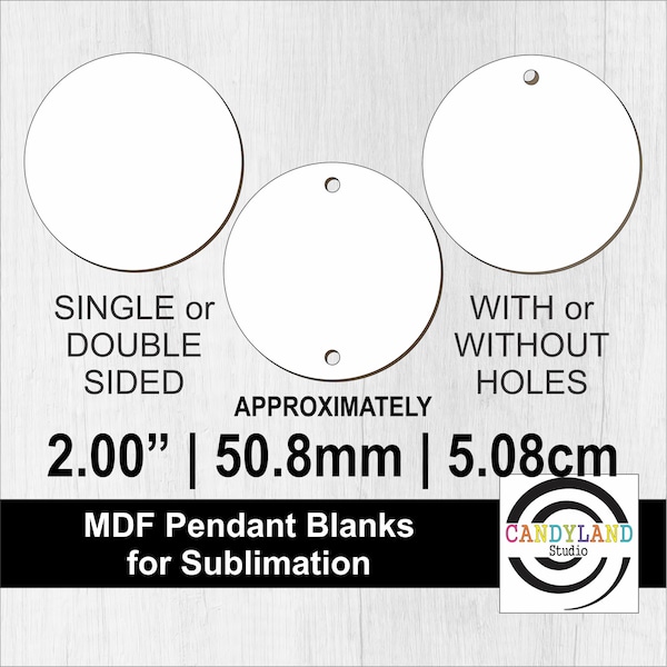 2.00" | 5.08 cm | 50.8 mm Round Circle Necklace Pendant Lanyard | Single or Double Sided MDF Sublimation Jewelry Blanks