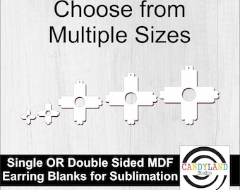 Zia Shape Earring Blanks | Choose from Multiple Sizes | Single Double Sided MDF | Sublimation DIY Jewelry | Sun Symbol Spiral | New Mexico