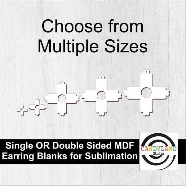 Zia Shape Earring Blanks | Choose from Multiple Sizes | Single Double Sided MDF | Sublimation DIY Jewelry | Sun Symbol Spiral | New Mexico
