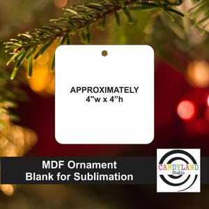 4x4 Square Sublimation Blanks | Christmas Ornament | Single Sided MDF