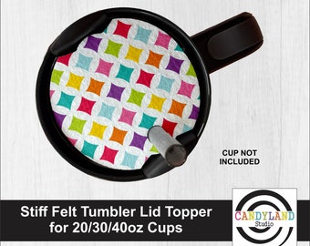 Colorful Diamond Print Tumbler Lid Topper | 20 30 40 oz | Custom Cup Accessory | Pink Purple Orange Green Yellow Blue