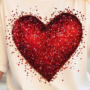 Rött glitterhjärta PNG, paljettdesign för alla hjärtans dag (digital nedladdning)