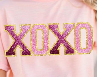 XOXO Glitter Chenille Patch Png, Valentine's Day Design (Digital Download)