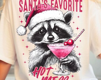 Funny Christmas Raccoon PNG, Santa's Hot Mess Design (Digital Download)