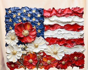 Drapeau américain floral PNG, 4 juillet fleurs sauvages PNG, design sublimation patriotique USA, aquarelle pavot Daisy drapeau, rouge blanc bleu Png