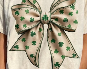 Coquette St Patricks Bow PNG, Lucky Shamrock Bow Png, Green Clover Bow Coquette Png, St Patricks Day Lucky Bow Png, lucky charm png,