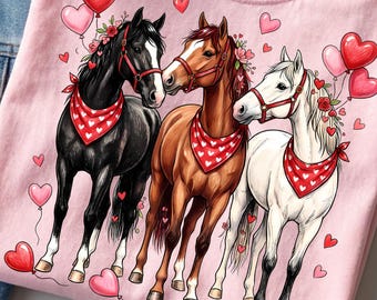Western Valentine Horse Png, Love Heart Horse Valentine Png, Cute Horse Lover Png, Trendy Cowboy Valentine Png, Retro Love Horse Png
