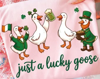 Juste une oie porte-bonheur png, St Patricks Day Goose png, Funny Irish Goose png, Lucky Shamrock Goose png, Patrick Day png, Irlandais porte-bonheur png