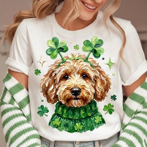 St Patricks Goldendoodle Dog Png, Lucky Shamrock Clover Dog Png, Green Patricks Doodle Png, Irish Clover Pup Png, St Pattys Lucky Dog Png image 4