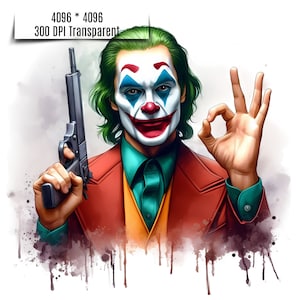 4 Joker Splash and Watercolor Png Sublimation | Joker Digital Art Png | Silhouette Design | Digital Crafts