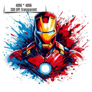 10 Iron Man Splash and Watercolor Png Sublimation | Superhero Movie Png | Superhero High Resolution Watercolor Design Png | Shirt Design Png