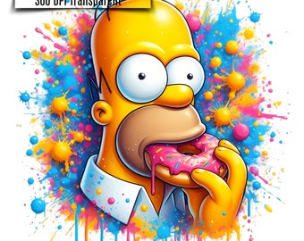 8 Cartoon Hommer Splash and Watercolor Png Sublimation | Cartoon Movie Png | Cartoon Watercolor Design Png | Tshirt Design Png