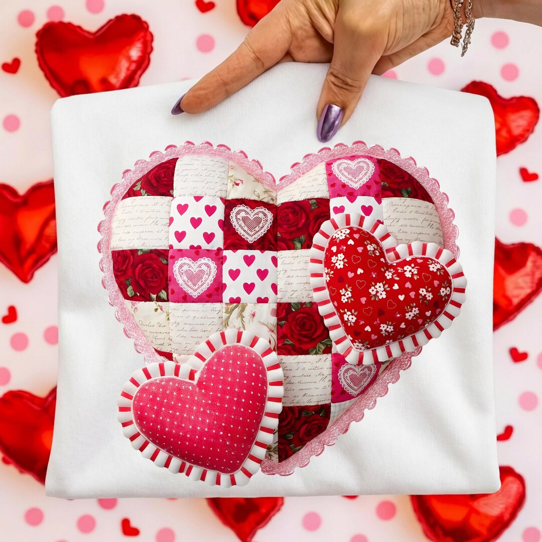 Patchwork Valentine Heart PNG, Retro Vday Design (digital Download) - Etsy