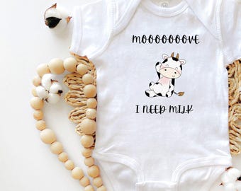 Cute Cow Infant Bodysuit Baby Shower Gift Toddler Outfit Funny Baby Clothes I Need Milk Humor Farm 1st Birthday Old Mcdonald Had A Farm