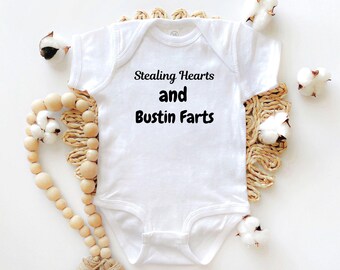 Funny Baby Bodysuit Stealing Hearts And Bustin Farts Cute Baby Gift Newborn Clothes Infant Apparel Funny Outfit Baby Crude Humor