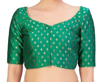 Blusa verde para sari, blusa de algodón con cuello cuadrado, blusa india para mujer, blusa lista para usar para lehenga, blusa de algodón, envío gratis
