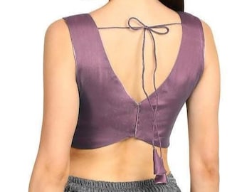 Purple V Neck Blouse, Indian Designer Blouse, Saree Blouse, Sari Blouse ,crop top, Elbow Length Blouse, Party Wear Blouse || Free shipping||