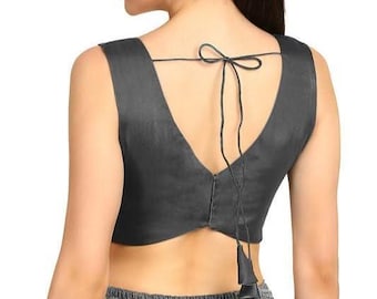 Op bestelling gemaakte zwarte sari-blouse, blouse feestkleding, sari-blouse, dames sari-blouse, Bollywood-blouse, katoenen blouse, || Gratis verzending ||