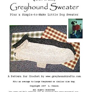 AerieDesigns Quick Easy Greyhound Dog Sweater Crochet PATTERN INSTRUCTIONS with Snood Digital PDF Download plus Little Dog Sweater image 3