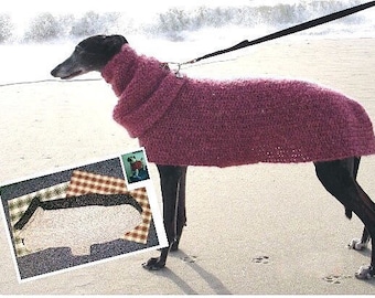 AerieDesigns Quick Easy Greyhound Dog Sweater Crochet PATTERN INSTRUCTIONS with Snood Digital PDF Download plus Little Dog Sweater