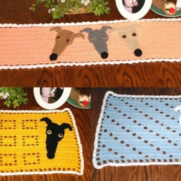 AerieDesigns Greyhound Table Runner and Placemats Table Set Crochet Pattern PDF Instructions