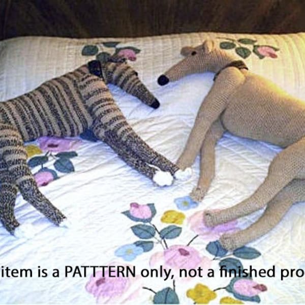 Aerie Design's Life-size Greyhound Crochet PDF PATTERN Whippet Dog Galgo Stuffed Animal INSTRUCTIONS