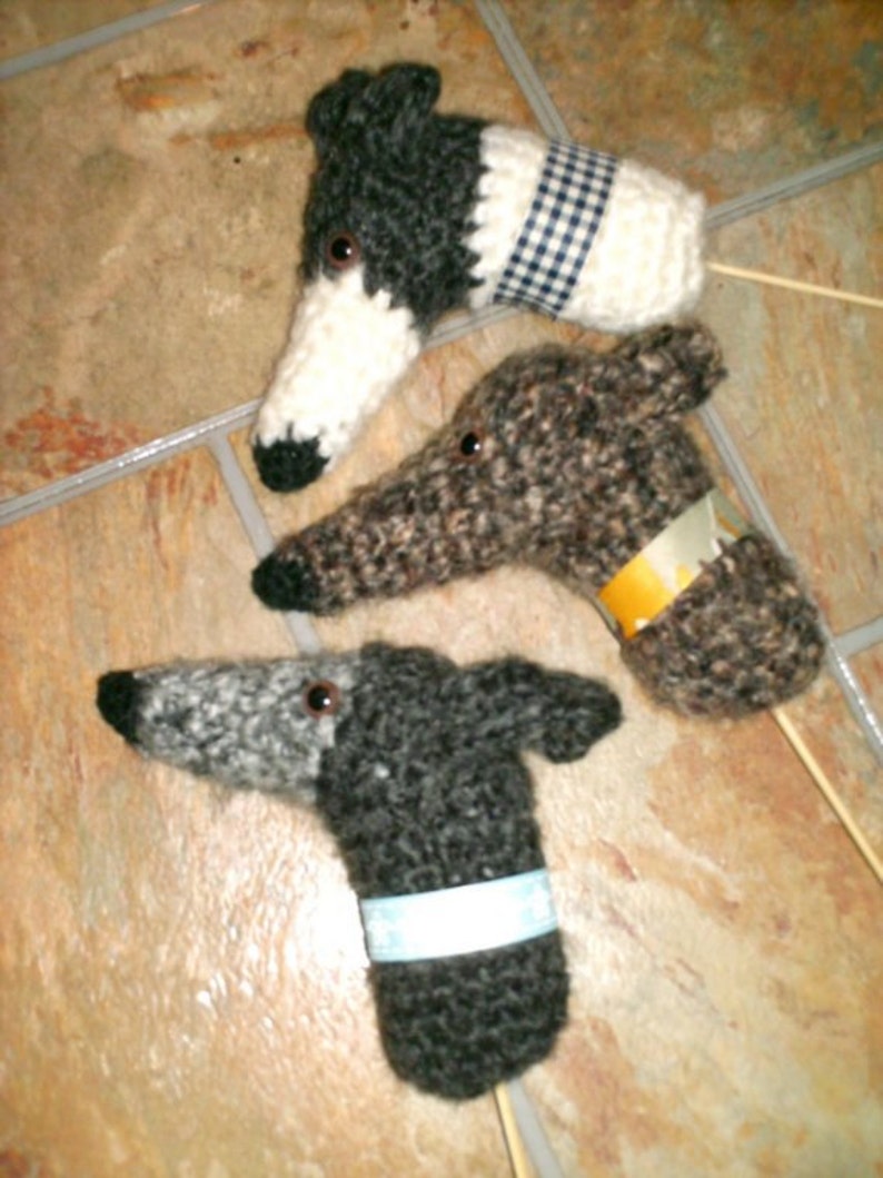 AerieDesigns Plant Pokes GREYHOUND Dog Ornaments PDF Crochet Pattern File Instructions image 1