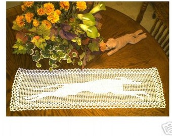 AerieDesigns Greyhound TABLE RUNNER Filet Crochet Doily PDF Pattern Instructions Whippet Dog