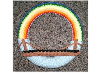 AerieDesigns RAINBOW BRIDGE Wreath PDF Crochet Pattern Instructions Memorial for Dog, Cat or Pet