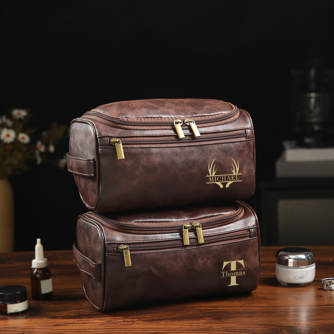 Personalized Mens Leather Toiletry Bag, Groomsmen Gifts, Monogram ...