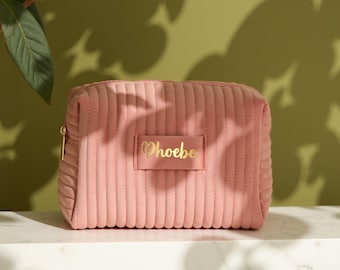 Personalized Velvet Makeup Bag, Custom Name Toiletry Bag, Gift for Her