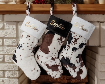 Personalized Velvet Christmas Stockings Custom Family Name Monogram Holiday Decor