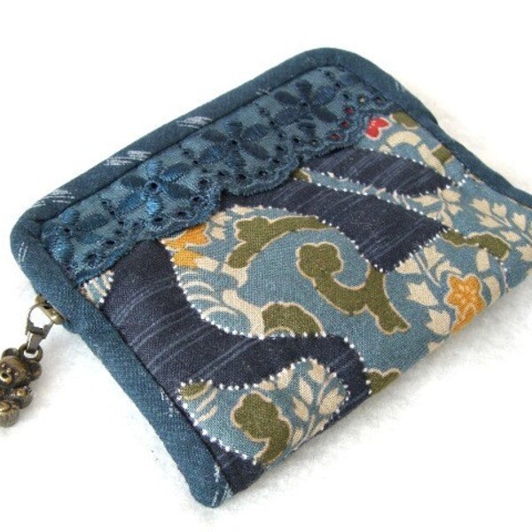 RESERVED ONLY FOR AGNES  /  Japanese Indigo Mini Cash Wallet with Lace