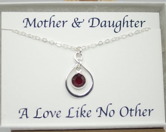 Gift for New Mother, Mothers Day Birthstone Necklace for Mom from Daughter, Infinity Pendant Jewelry, Sterling Silver January July